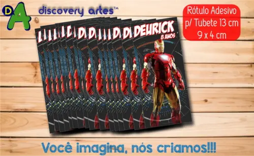 Rótulo Adesivo Tubete Homem de Ferro