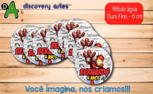 Rótulo Adesivo Água Ouro Fino Homem de Ferro