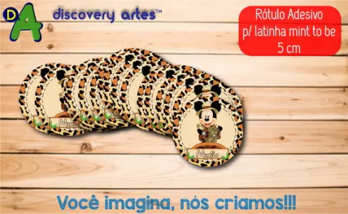 Rótulo Adesivo Latinha Mickey Safari