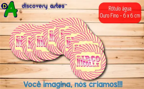 Rótulo Adesivo Água Ouro Fino Circo Rosa