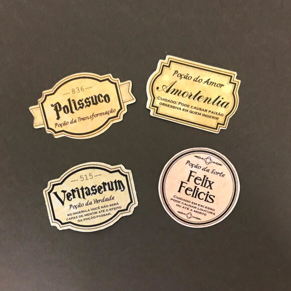 Adesivos Poções Harry Potter - Kit 48 Unidades