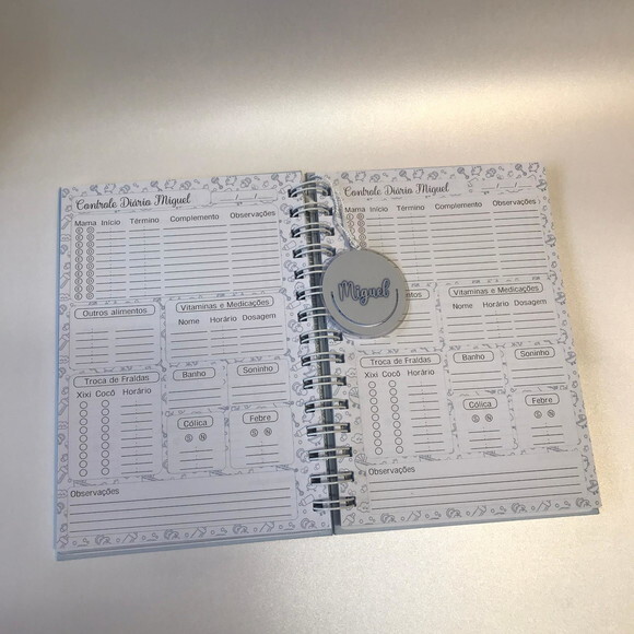 Caderno Controle da Rotina do Bebê Avião Coração