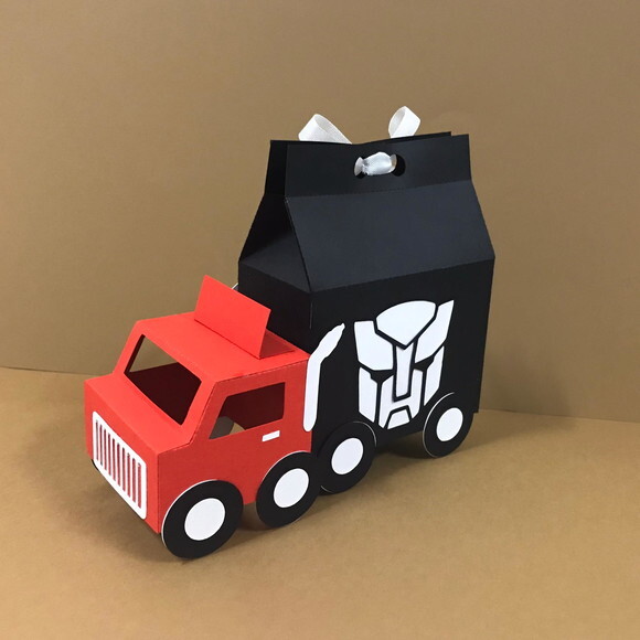 Caixa Centro de Mesa Caminhão Transformers - Kit 12 Unidades