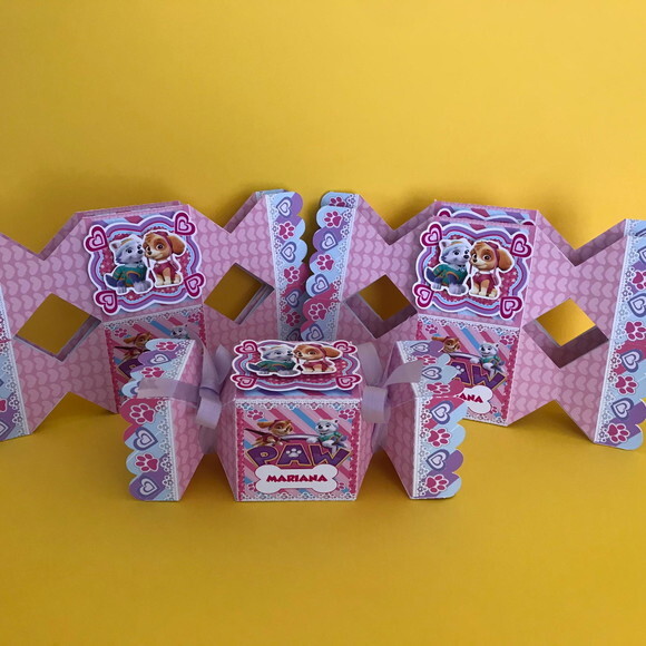 Caixa Personalizada Festa Patrulha Canina Rosa - Kit 12u