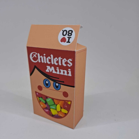Caixinha Mini Chicletes Festa Retrô Anos 80 - Kit 10u