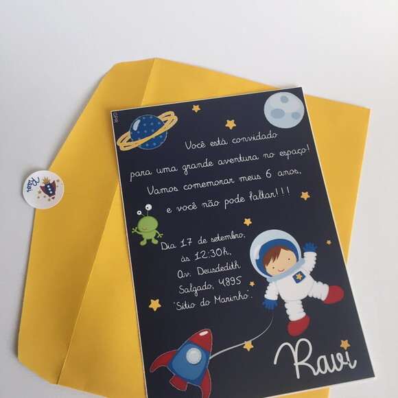 Convite Astronauta com Envelope