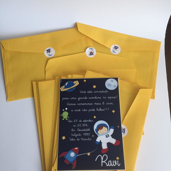 Convite Astronauta com Envelope