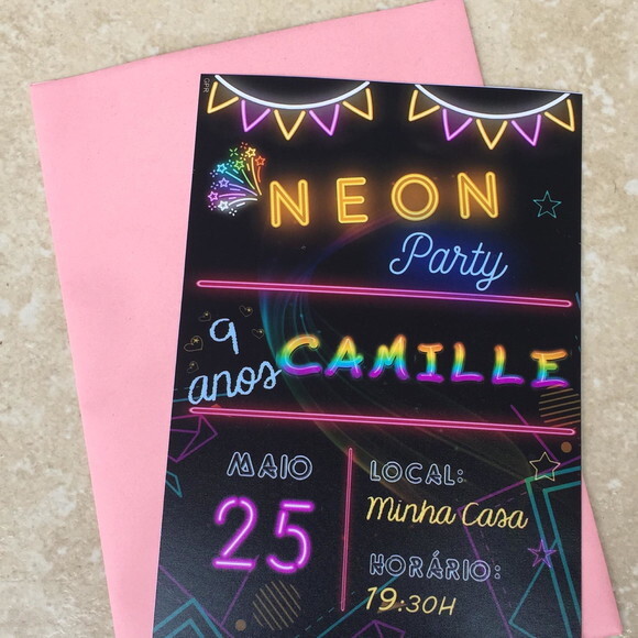 Convite Festa Neon