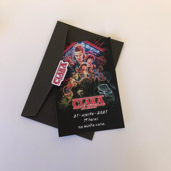 Convite Stranger Things 10x15 + Envelope