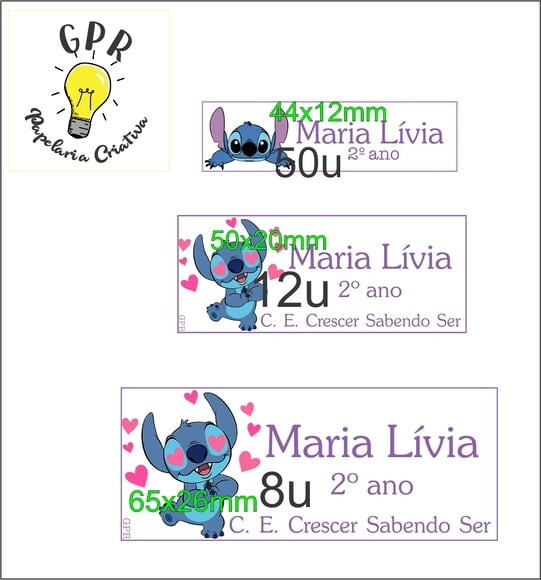 Etiqueta Escolar Lavável Lilo e Stitch