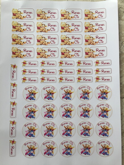Etiqueta Escolar Ursinho Pooh formatos - 50 unidades