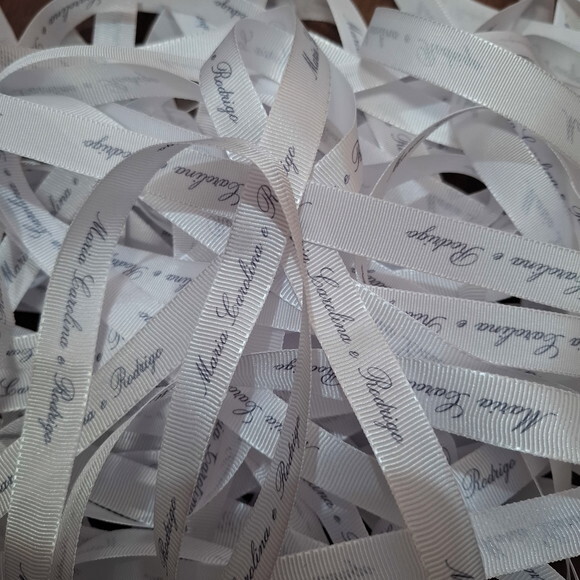 Fita Gorgurão 22mm Personalizada Casamento - 10 Metros