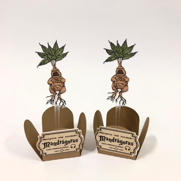 Forminha + Topper Mandrágoras Harry Potter - Kit 50 Pares