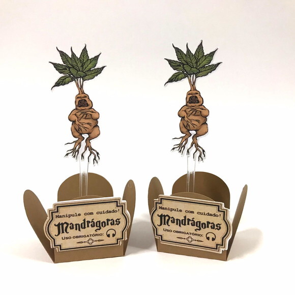 Forminha + Topper Mandrágoras Harry Potter - Kit 50 Pares