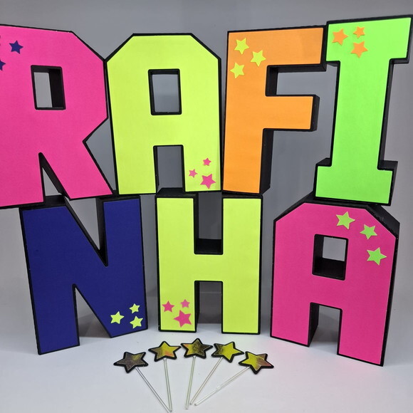 Letras 3d Festa Neon 15cm