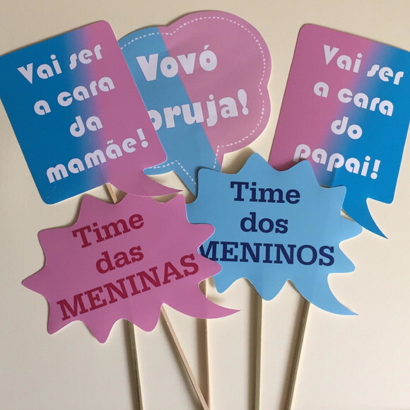 Plaquinhas Divertidas Chá Revelação