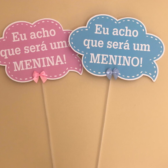 Plaquinhas Divertidas Chá Revelação