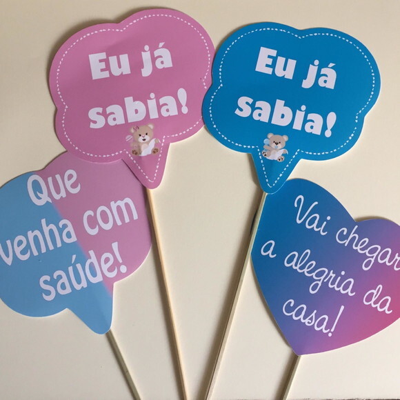 Plaquinhas Divertidas Chá Revelação