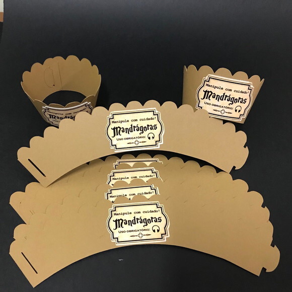 Saia Forminha para Cupcake Festa Harry Potter Mandrágoras