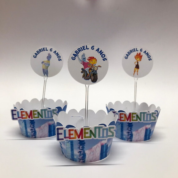 Saia Cupcake e Topper Festa Elementos