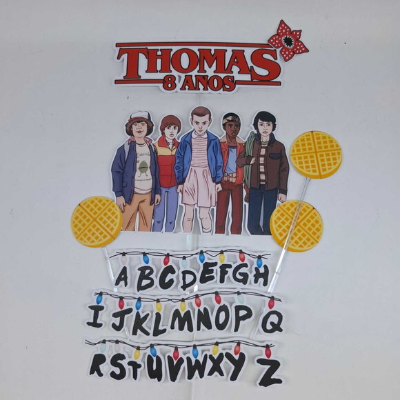 Topo de Bolo Alfabeto Stranger Things
