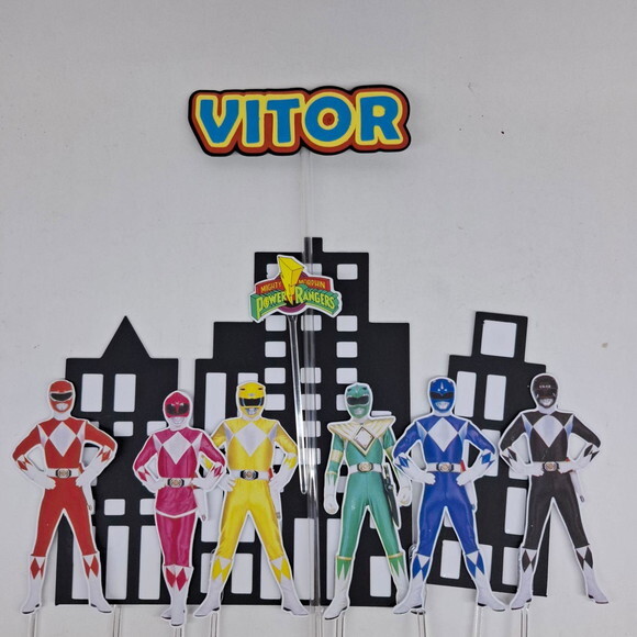 Topo de Bolo Festa Power Rangers Mighty Murphin
