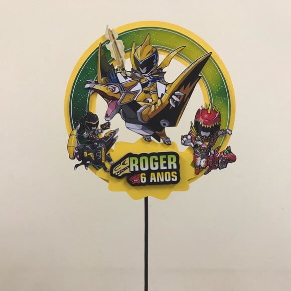 Topo de Bolo Power Rangers Dino Charge