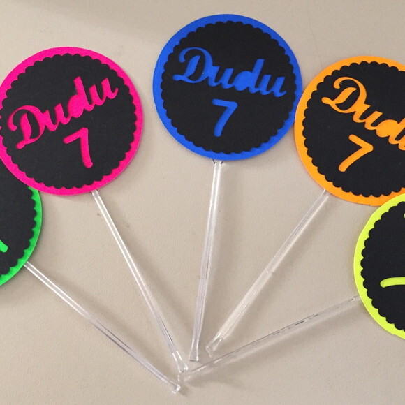 Topper Festa Neon para Docinhos