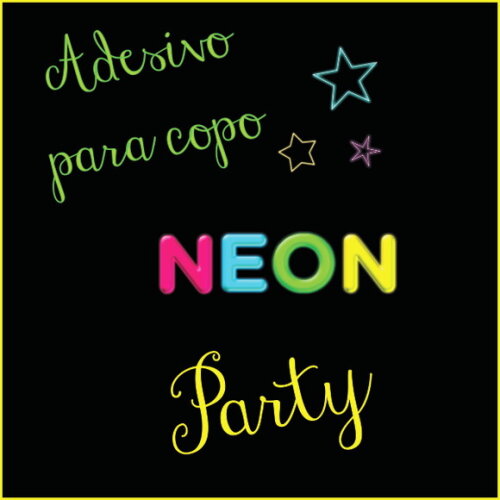 Adesivo Lavável para Copo Neon Party - 200u