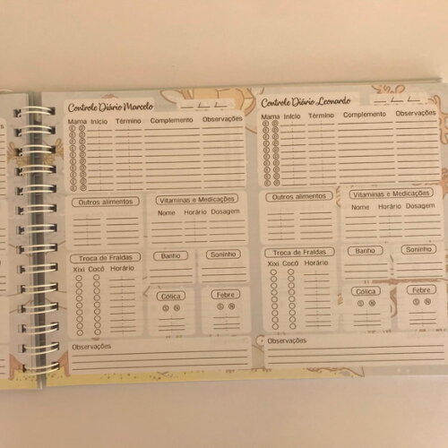 Caderno Controle da Rotina do Bebê Fundo do Mar