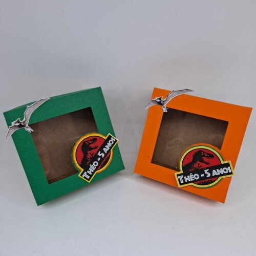 Caixa para 4 Docinhos Festa Dinossauro - Kit 20u