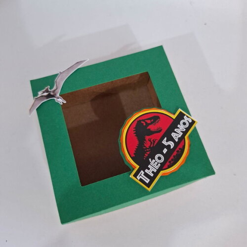 Caixa para 4 Docinhos Festa Dinossauro - Kit 20u