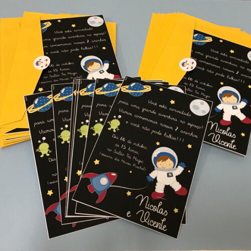 Convite Astronauta com Envelope