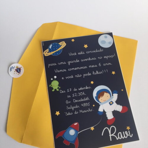 Convite Astronauta com Envelope