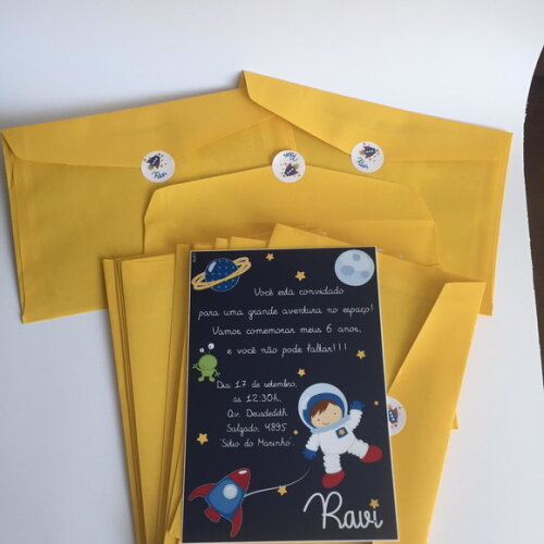 Convite Astronauta com Envelope