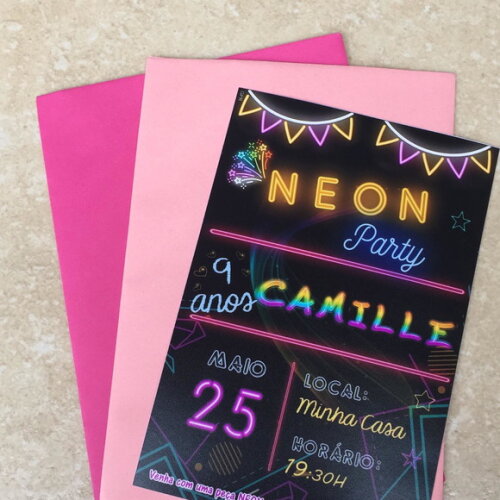 Convite Festa Neon