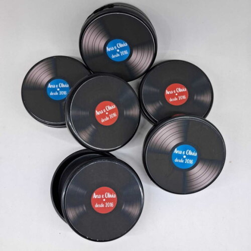 Latinha Disco Vinil Festa Retrô Anos 80 - Kit 30u
