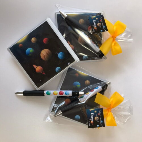 Lembrancinha Astronauta - bloquinho com caneta