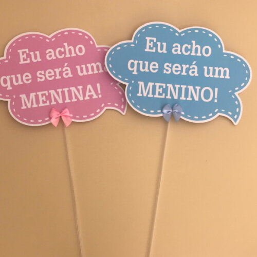 Plaquinhas Divertidas Chá Revelação
