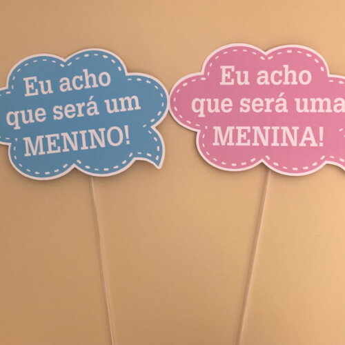 Plaquinhas Divertidas Chá Revelação