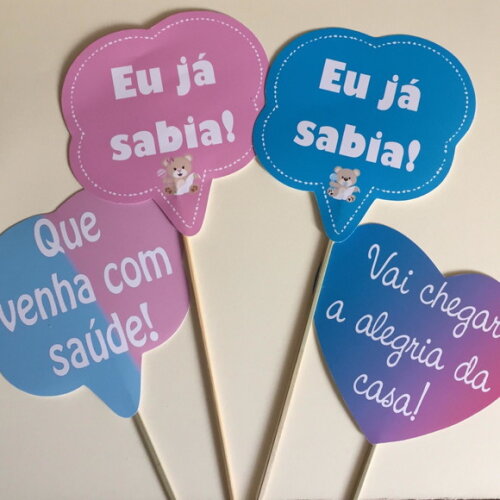 Plaquinhas Divertidas Chá Revelação