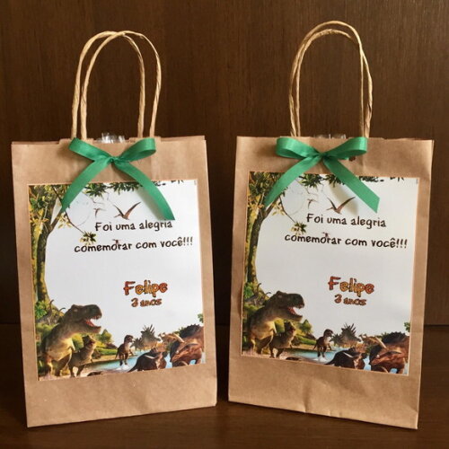 Sacolinha Personalizada Dinossauro - Kit 40 Unidades