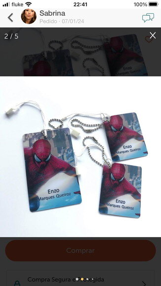 3 Tag de Mochila Homem Aranha