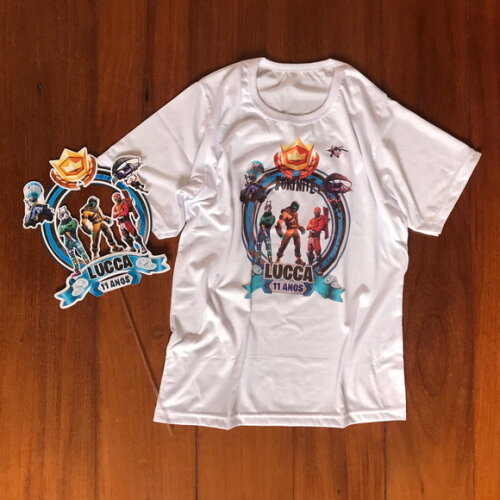 Topo de Bolo e Camiseta Fortnite