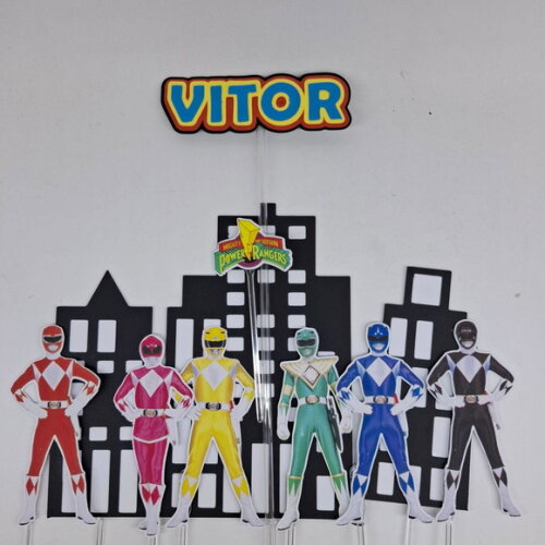Topo de Bolo Festa Power Rangers Mighty Murphin