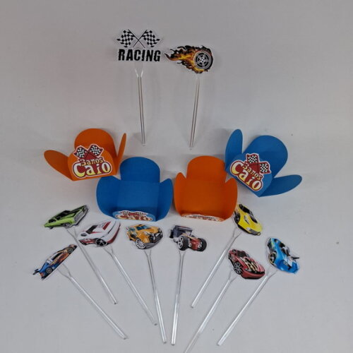 Topper e Forminha Hotwheels - 50 Pares