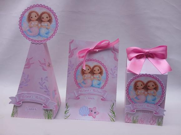 30 Kit Papelaria - 10caixa Milk /piramide/ Sacolinha Pp