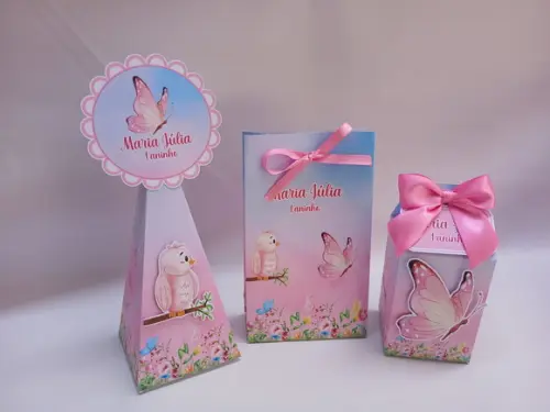 30 Kit Papelaria - 10caixa Milk /piramide/ Sacolinha Pp