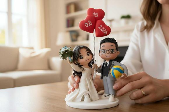 Topo de Bolo Casamento Balões Coração Bola Vôlei Personaliza