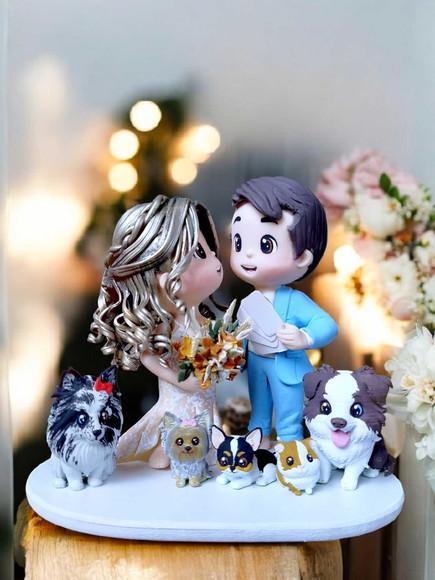 Topo de Bolo Noivinhos Poker e Pets Personalizado